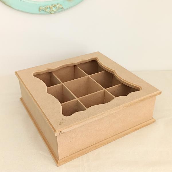 Producto - Caja de té x 9 div tapa VIDRIO - 0