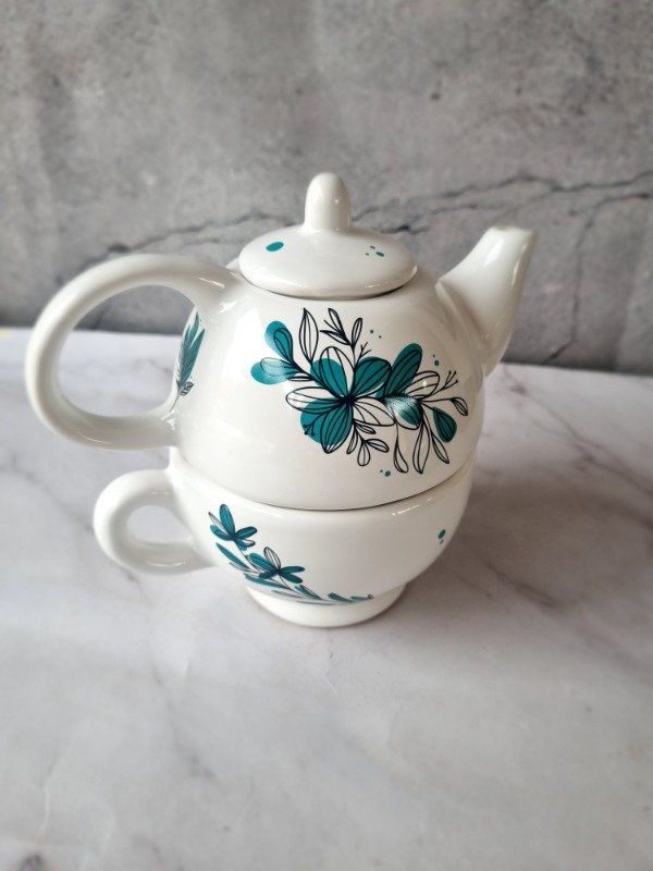 Producto - Tea for one flores turquesa