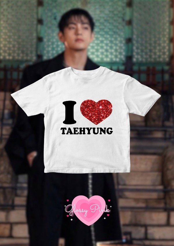 Producto - Baby Tee I Love Taehyung - VINILO TEXTIL GLITTER
