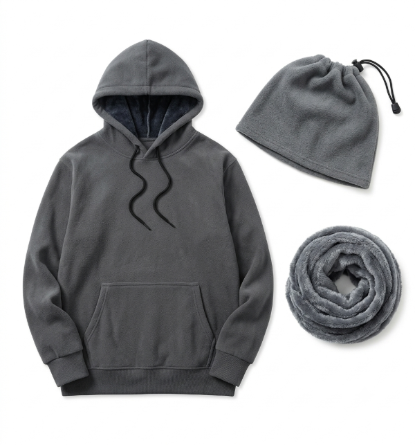 Producto - Buzo con capucha unisex, Darlon con piel, combo gorro y bufanda - 3
