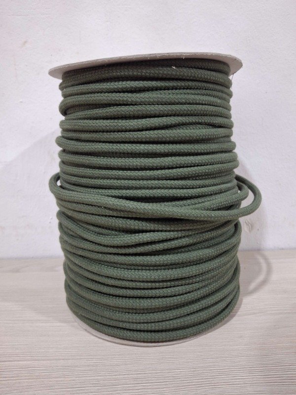 Producto - Cordon de algodón trenzado 6mm VERDE MILITAR