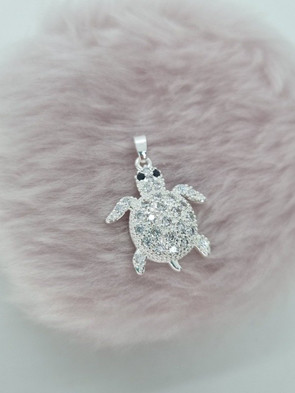Producto - Dije acero blanco tortuguita strass