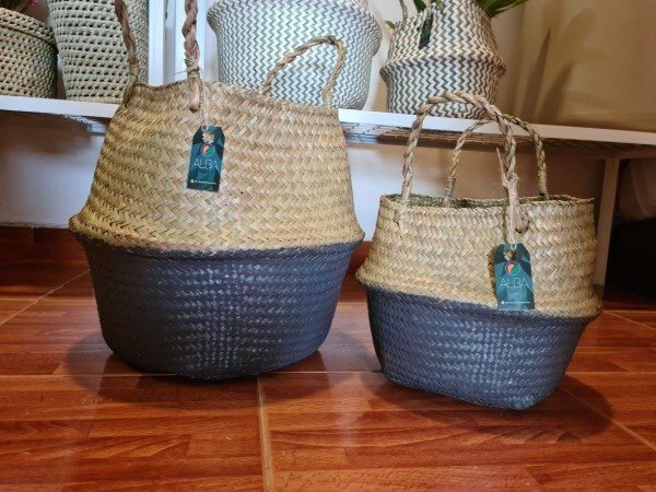 Producto - Cesto seagrass Hanoi Grey Chico  27x27cm