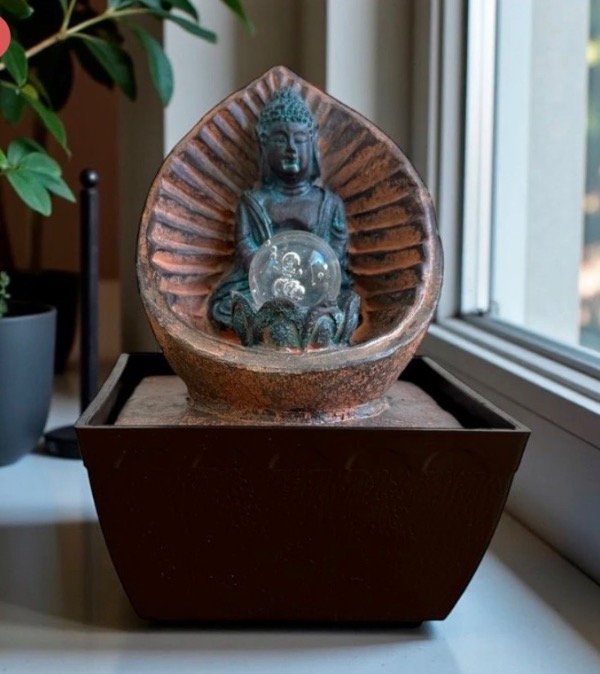 Producto - Fuente de agua buda Caracola c/luz 18 cm