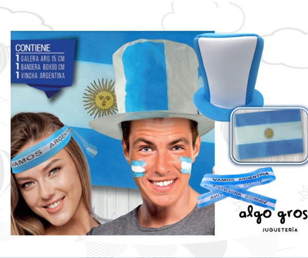 Producto - Combo Argenitna Bandera Vincha Galera futbol cotillon - 3