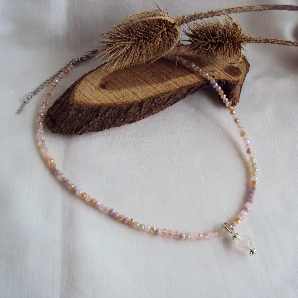 Producto - Collar Gargantilla Rocío con Cuarzo Rosa