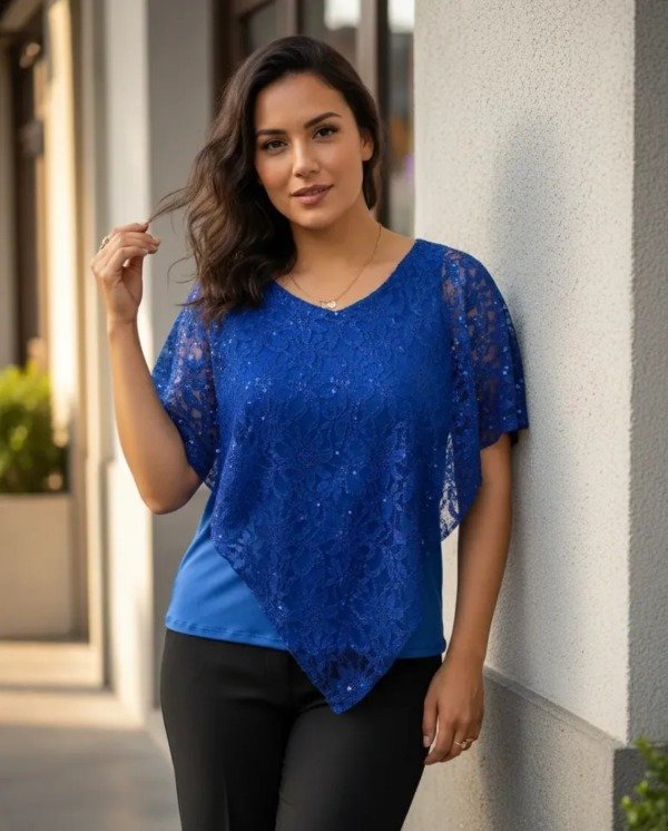 Producto - Blusa de Encaje con Manga punta pico Señora - 6