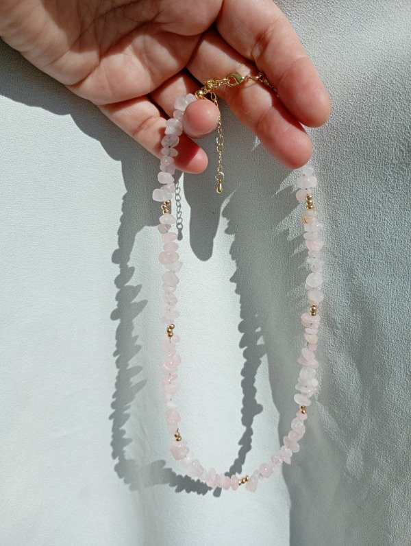 Producto - Choker cuarzo rosa y oro laminado - 2