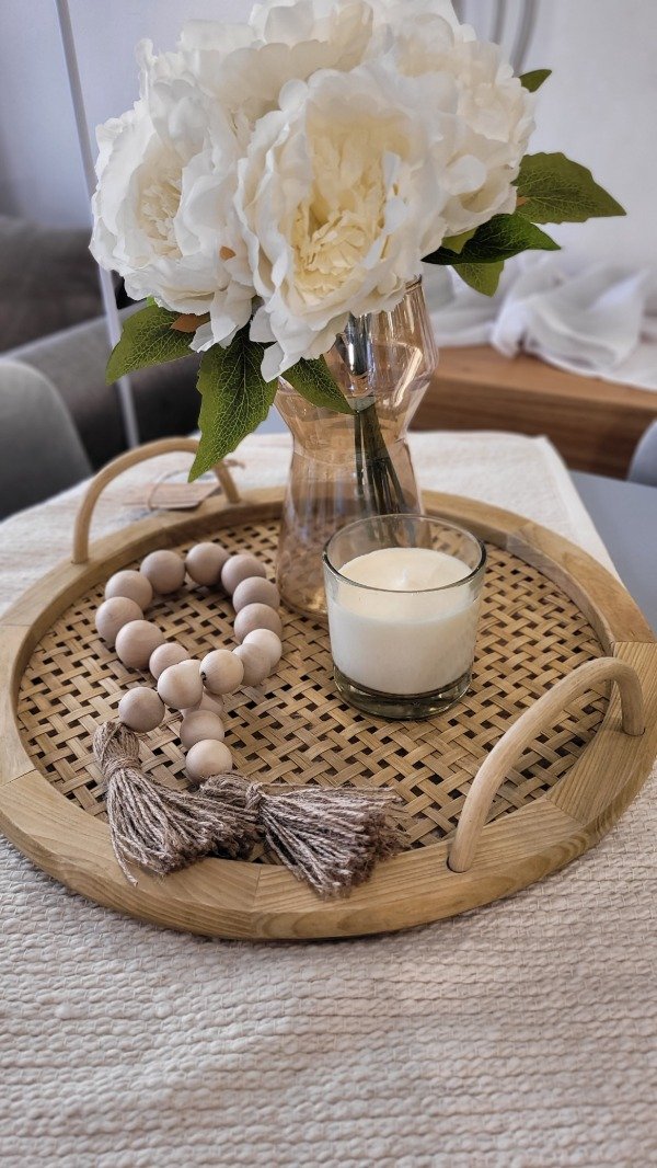 Producto - Bandeja Adele Round madera y ratán M