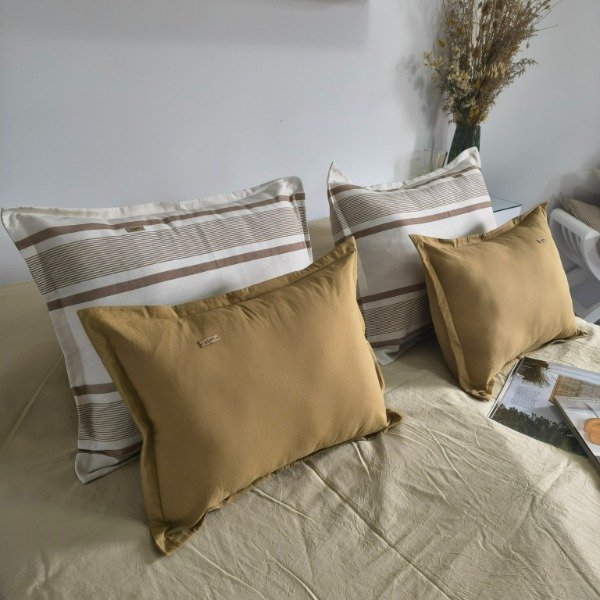 Producto - Combo x4 Almohadones - 50x60 Crudo con Tonos Beige + 40x50 Kaqui - Tela Tusor - 0