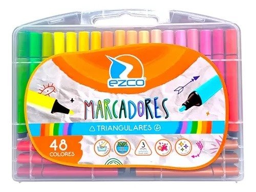 Producto - Marcadores ezco triangulares valija x 48 unidades