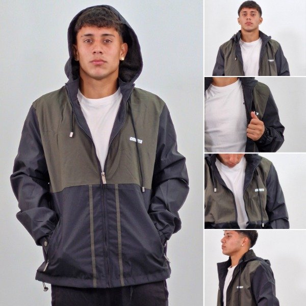Producto - Campera Rompeviento Cibarta  hollander Codigo MH -76652 Negro con Verde Osc