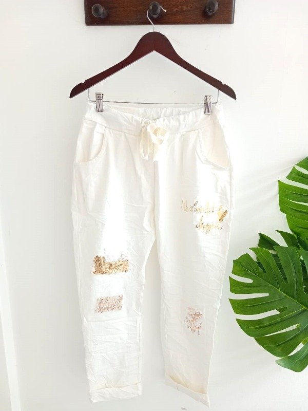 Producto - Babucha italiana con apliques blanca