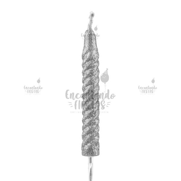 Producto - Vela Torneada Gibré Plata Cumple