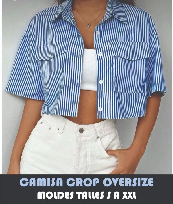 Producto - MOLDES CAMISA CROP OVERSIZE MUJER