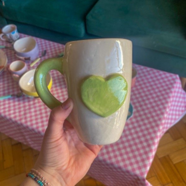 Producto - Taza alta corazón Green