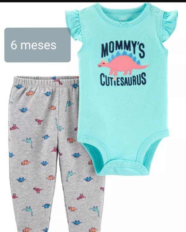 Duo Carters body y pantalon 6 meses  dino