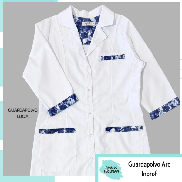 Producto - Guardapolvo Inprof Lucía (Blanco Liso detalle Azul) - 0