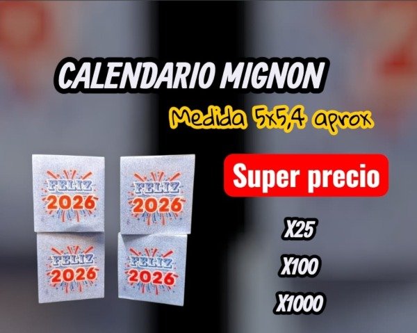 Producto - CALENDARIO 2026 MIGNON 5X5 CM APROX X100