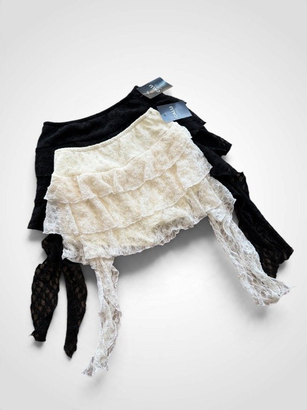 Producto - SHORT POLLERA ENCAJE DOS LAZOS 0895