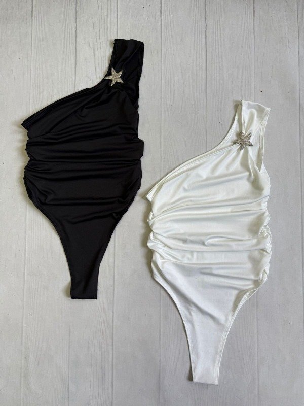 Producto - [6854] Body 1 hombro fruncido ''Estrella'' microfibra