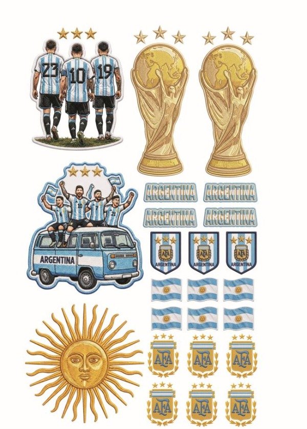 Producto - Impresión Dtf Argentina Mundial simil Bordado 1 Metro por 58cm De Ancho