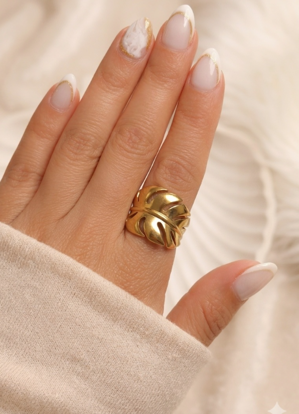 Producto - ANILLO HOJA DORADA
