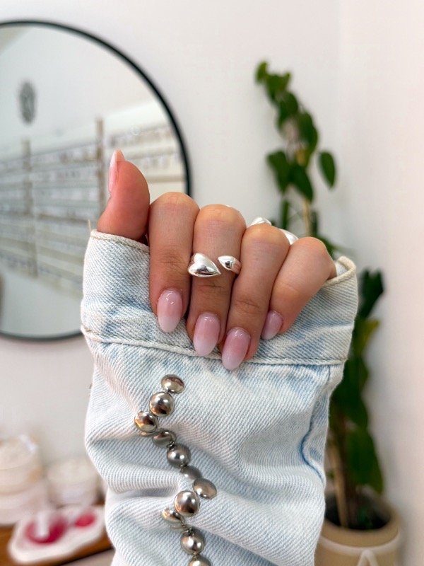 Producto - Anillo acero blanco doble corazones inflados