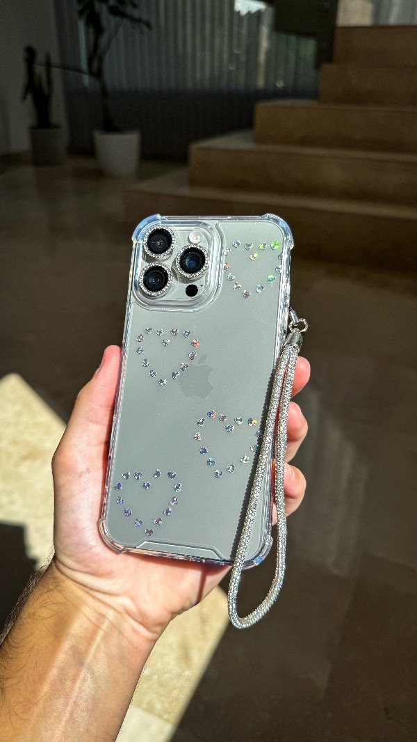 Producto - Case Corazoncitos en Corazones + Colgante Strass Plata