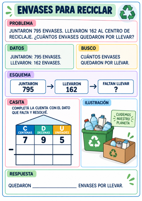 Producto - Problemas con Casitas: Sumas y Restas de 3 Cifras, Familias del 500 al 900 - 7
