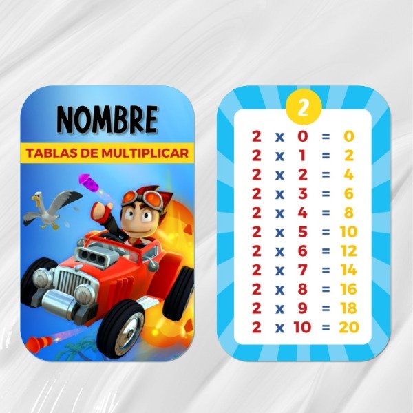 Producto - Kit Imprimible Tabla De Multiplicar Beach Buggy Racing