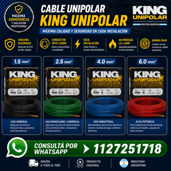 Producto - Cable Unipolar De 1,5 Mm X 100 Mts KING
