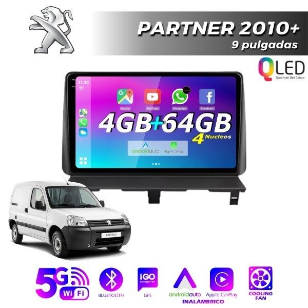 Producto - MULTIMEDIA PEUGEOT PARTNER 2010+  - 4G 64M - 9" CON CAR PLAY Y ANDROID AUTO