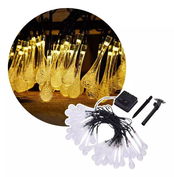 Producto - Luces Guirnalda Gota Grande Solar Led Cálida 5m 20 Led Navidad