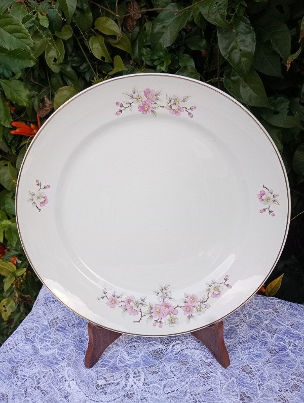 Producto - Fuente circular de loza nacional Hartford Flor de Durazno