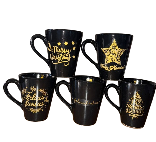Producto - TAZA NAVIDEÑA NEGRA DE CERAMICA UNA ASA