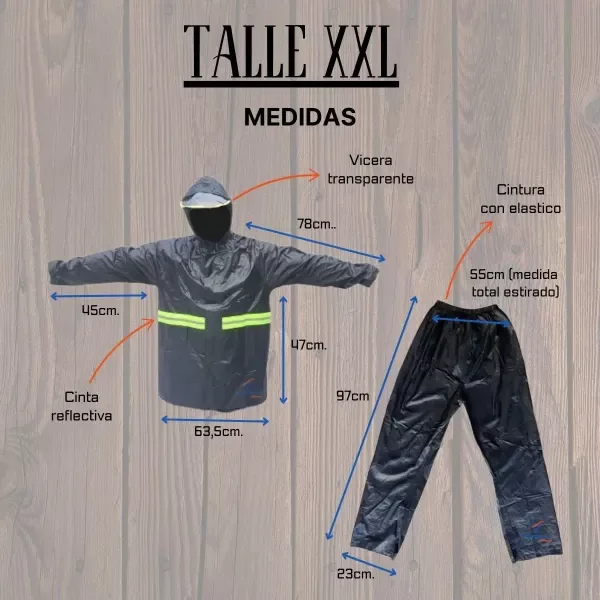 Producto - Piloto de Lluvia Impermeable 2 Piezas para Moto o Bicicleta - 4
