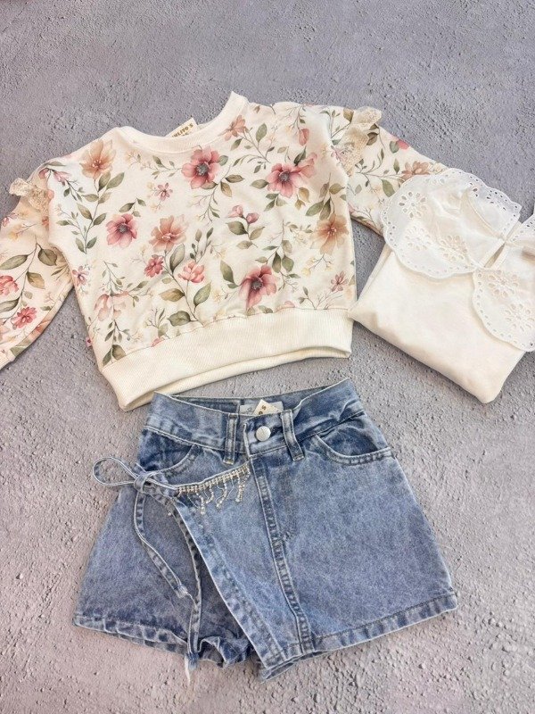 Producto - Buzito rustico floreado con encaje niña