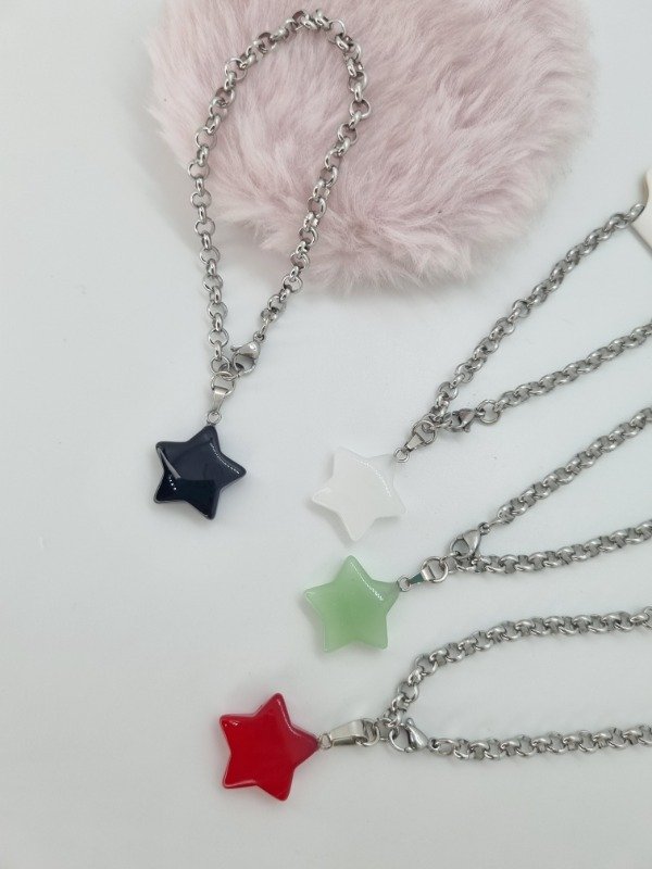 Producto - Pulsera acero quirurgico dije estrella inflada piedra