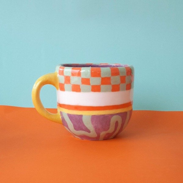 Producto - Taza mini Funky violeta y verde agua