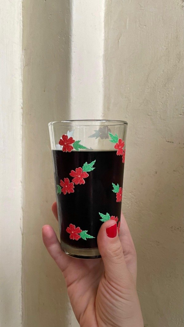 Producto - vaso de vidrio margarita punzó GRANDE