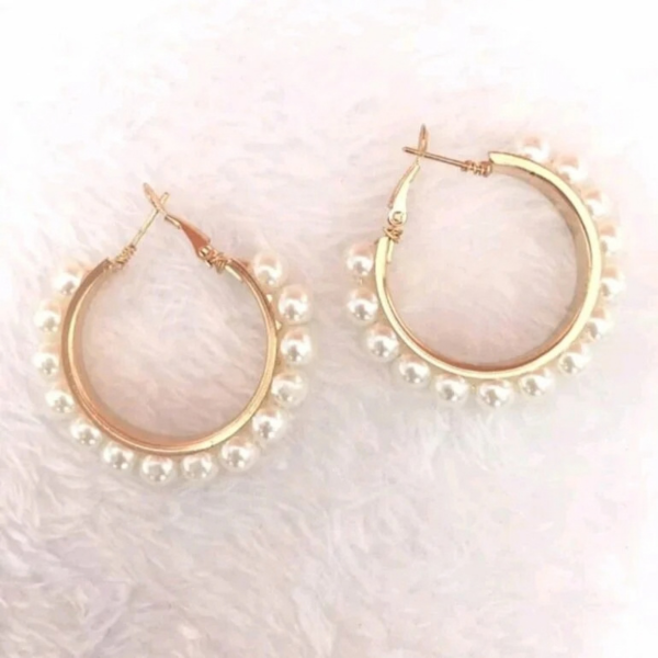 Producto - Aros argolla con perlas