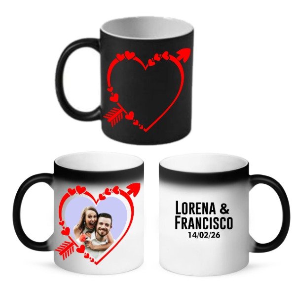 Producto - Taza magica 3D corazon san valentin con foto y fecha