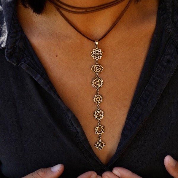 Producto - Collar Chakras Bronce y Gamuza - 2