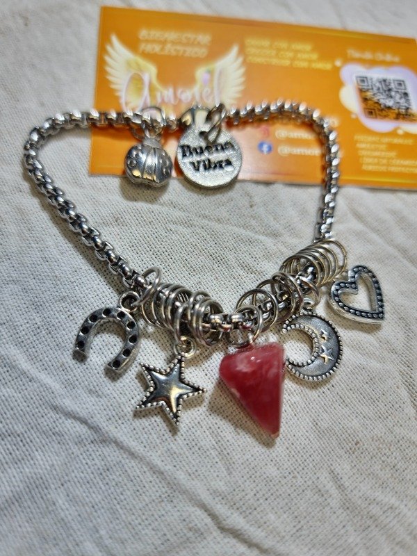 Producto - Pulsera Mini Péndulo Cuarzo Rojo multidijes