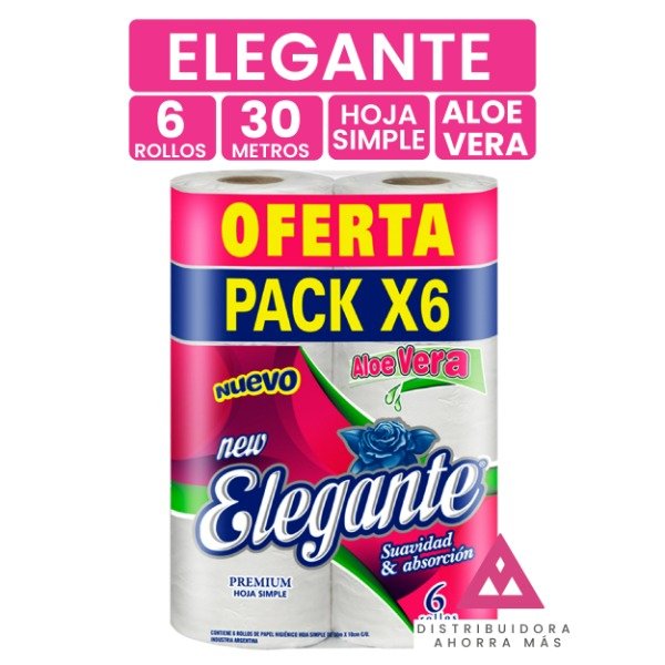 Producto - Pack Papel Higienico Elegante Aloe 30 Mts S.Hoja x 72 Rollos