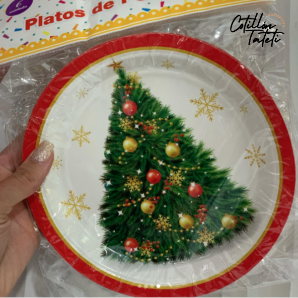 Producto - PLATO ARBOL DE NAVIDAD -  17CM - 6 UNIDADES