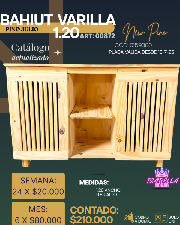 Producto - BAHIUT VARILLA PINO 1.20 NEW