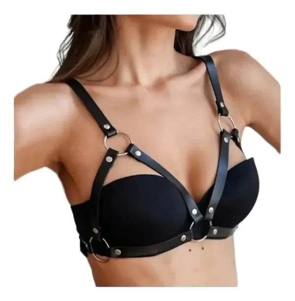 Producto - CORPIÑO DE ECO CUERO NEGRO CON TACHAS REGULABLE BDSM