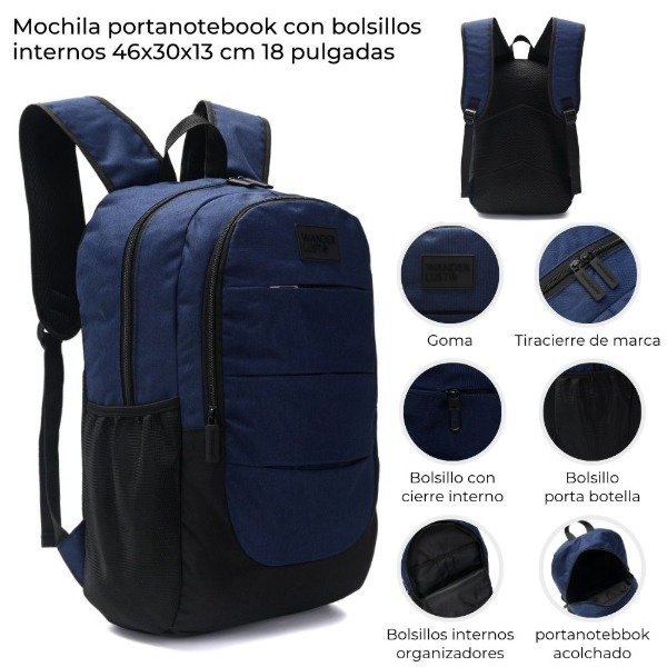 Producto - MOCHILA PORTANOTEBOOK CON BOLSILLOS INTERNOS 18 PULG COD 42855